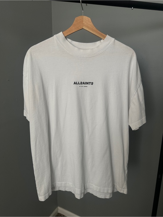 All Saints Other - All Saints White Crewneck T-Shirt with Black Logo